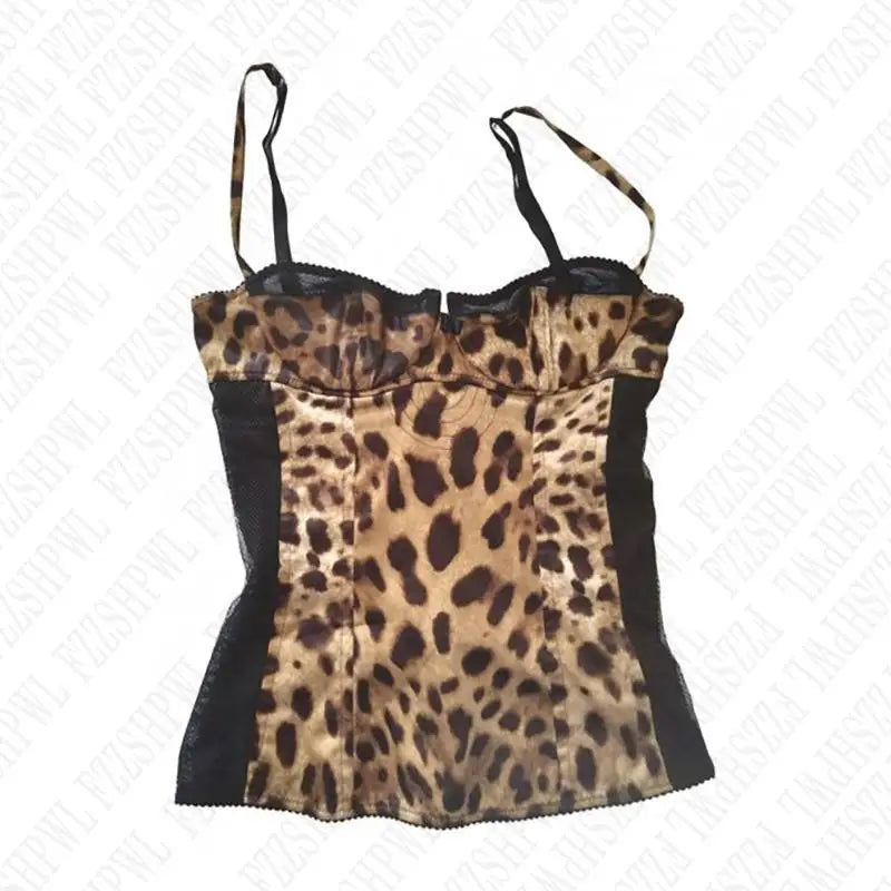 E-girl Y2k Tank Top Leopard Aesthetics Graphic Print Rock Goth Sleeveless Top Retro Hip Hop Camis Punk Streetwear Lace Crop top