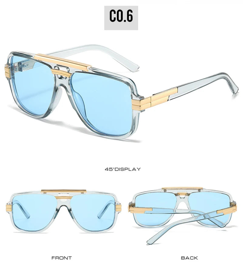 SHAUNA Retro Double Bridges Square Men Sunglasses Fashion Brand Designer Orange Blue Shades UV400 Women Sun Glasses