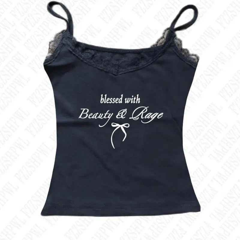Women Y2k Tank Top Punk Harajuku Letter Print Goth Sexy Crop top Hip Hop Streetwear Sleeveless Top Punk Casual Sling Spice Girls