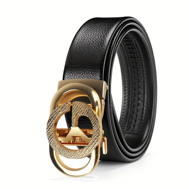Fashion Business Men'S Belt Genuine Luxury Brand Metal Buckle Belt High-Quality PU Leather Soft Belt With Cargo Pants Jeans