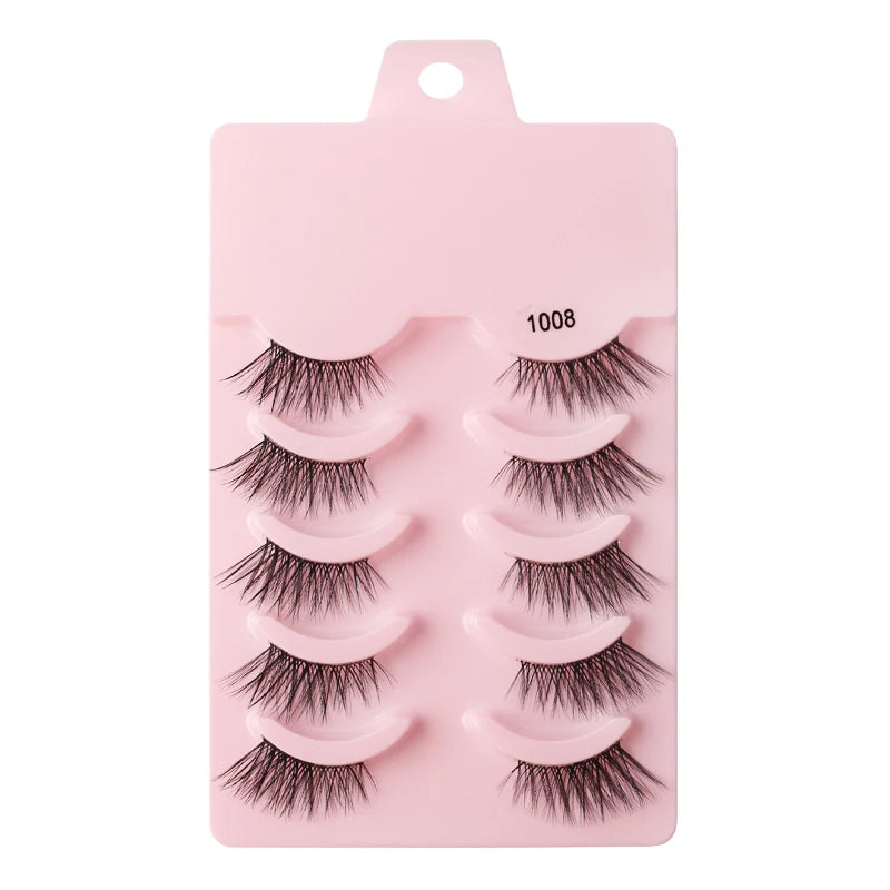Hot Sale 3/5/6 Pairs 3D Mink Lashes Natural Long Cat Half Eyelashes Wispy Fluffy Manga Lashes Makeup Tools Faux Cils maquillaje