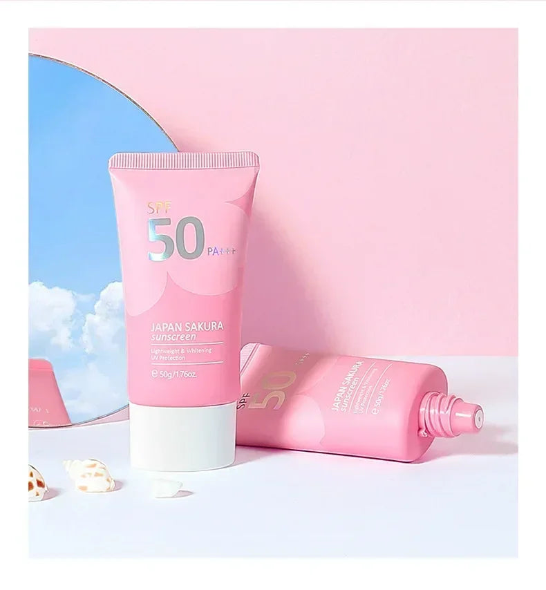 LAIKOU SPF 50 PA+++ Sakura Sunscreen For Face Body Neck Solar Blocker Long-Lasting Sun Block Facial Sunscreen Sun Cream 50g