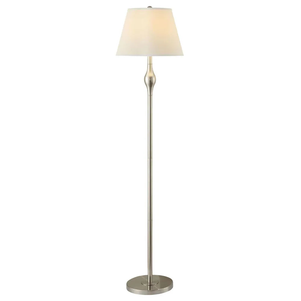 Beige and Brushed Nickel 3-Piece Lamp Set, includes a floor lamp along with two matching table lamps