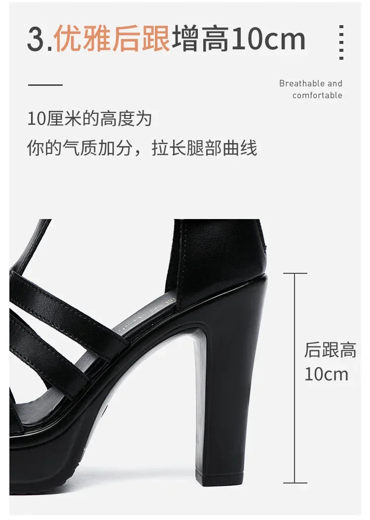 Gladiator Ladies Shoe for Women's Sandals Summer 2024 Narrow Band Women High Heels Platform Sandals Luxury Peep Toe Sandal 32-43