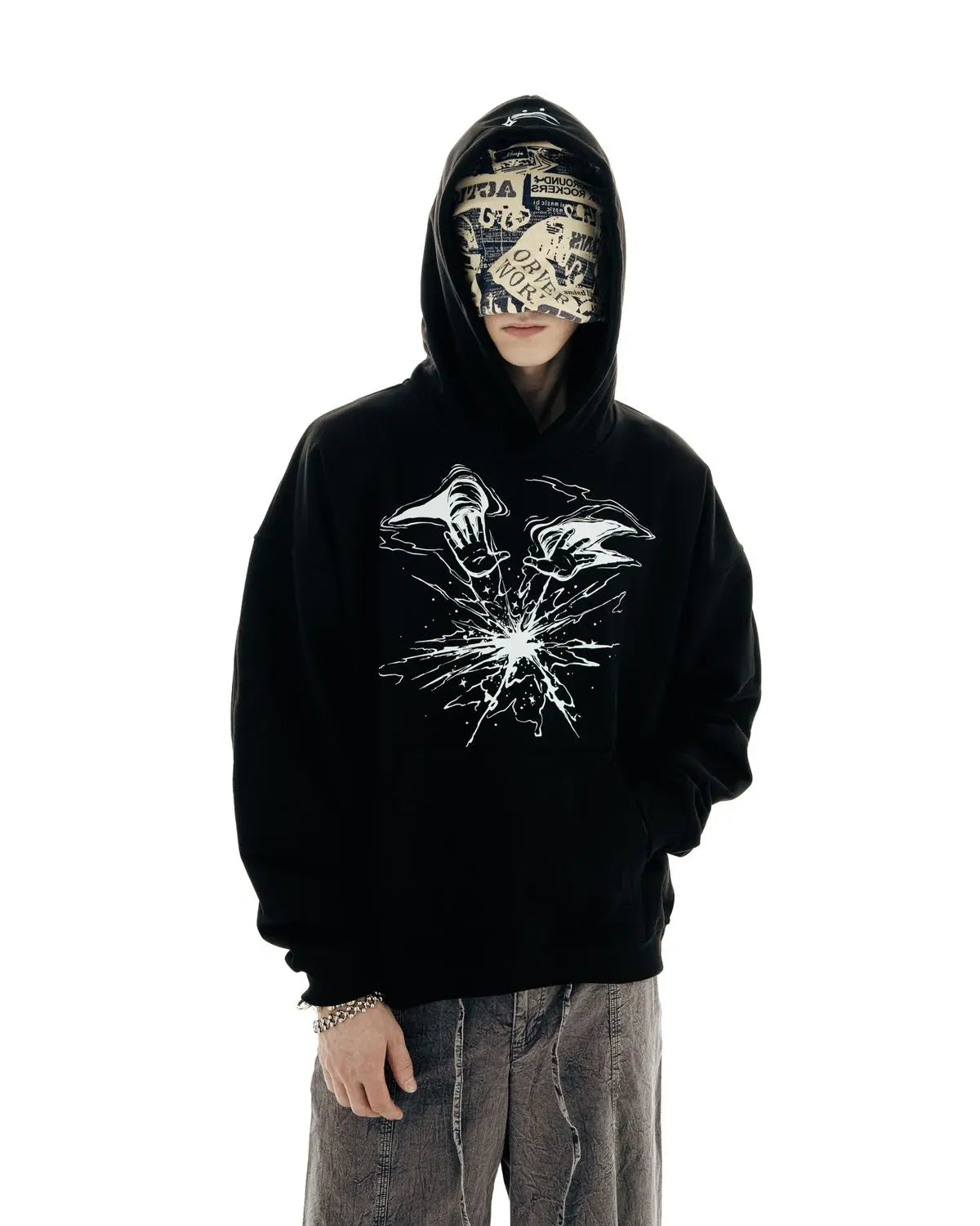 Punk Lyrical Print Clothing Oversized Hip Hop Pullover Streetwear Men's Hoodies Harajuku Fashion Tops Goth Hooded Sweatshirt Y2K