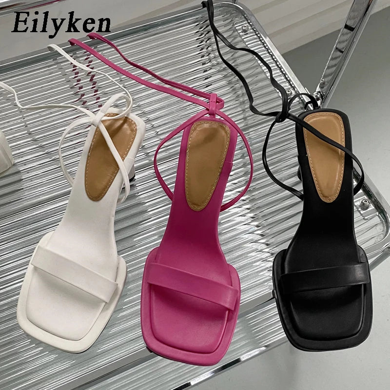 Eilyken 2025 Summer New Brand Ankle Strap Sandal Women Thin High Heel Lace-Up Dress Pumps Shoes Outdoor Gladiator Sandals