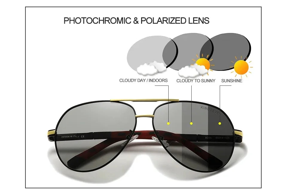 KINGSEVEN Brand Classic Pilot Men Sunglasses Polarized UV400 Lens Luxury Retro Driving Glasses Women Large Frame Causal Eyewear