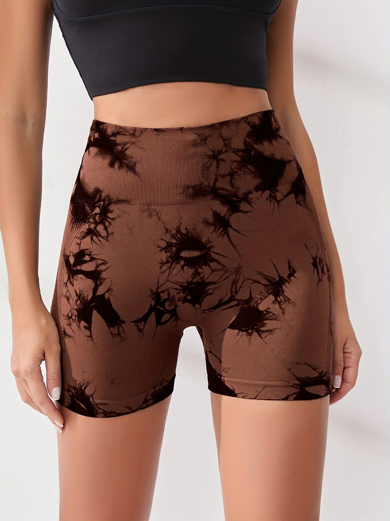 High-Waist Tie-Dye Yoga Shorts for Women-Seamless,Stretchy Activewear Womens Shorts Biker Shorts Sexy Girl Y2k Shorts Gym Shorts
