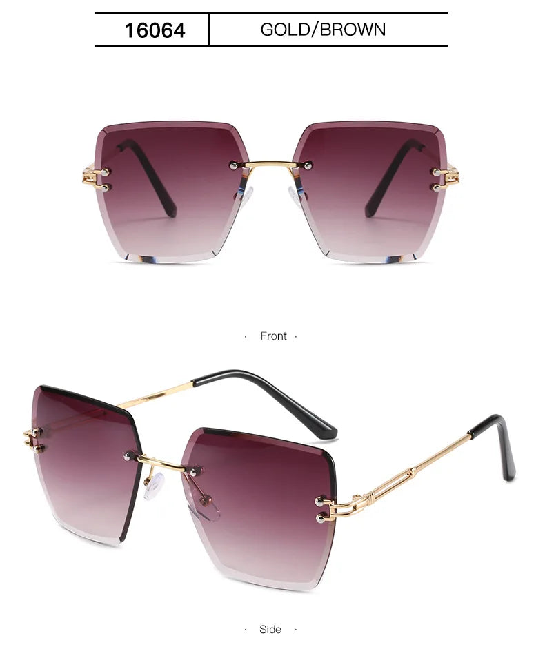 2024 Trendy Polygonal Gradient Men Sunglasses New Frameless Cut Edge Sunglasses for Women Sunscreen and Shading Sunglasses