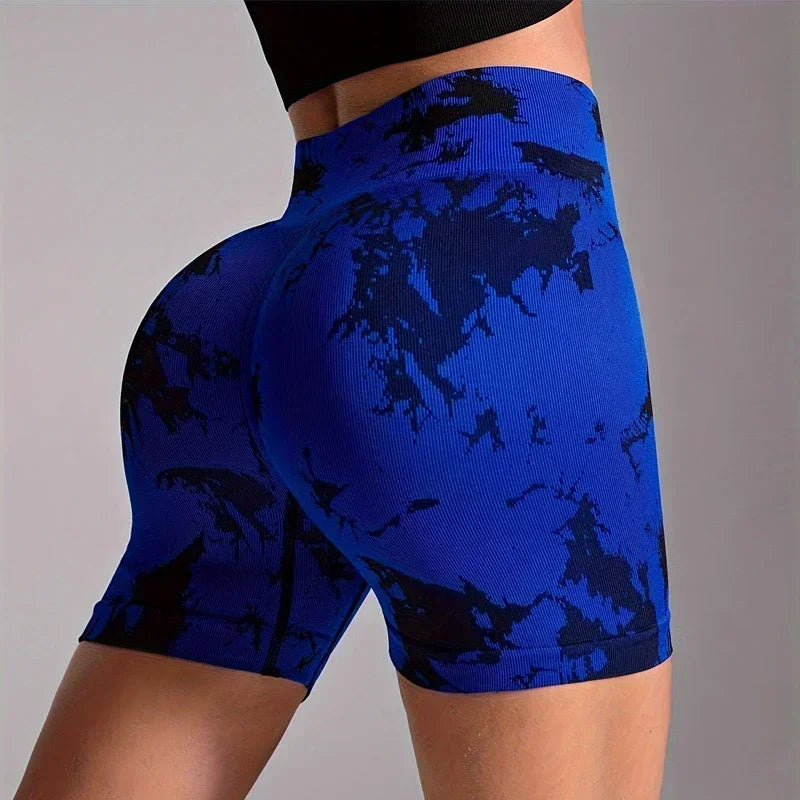 High-Waist Tie-Dye Yoga Shorts for Women-Seamless,Stretchy Activewear Womens Shorts Biker Shorts Sexy Girl Y2k Shorts Gym Shorts
