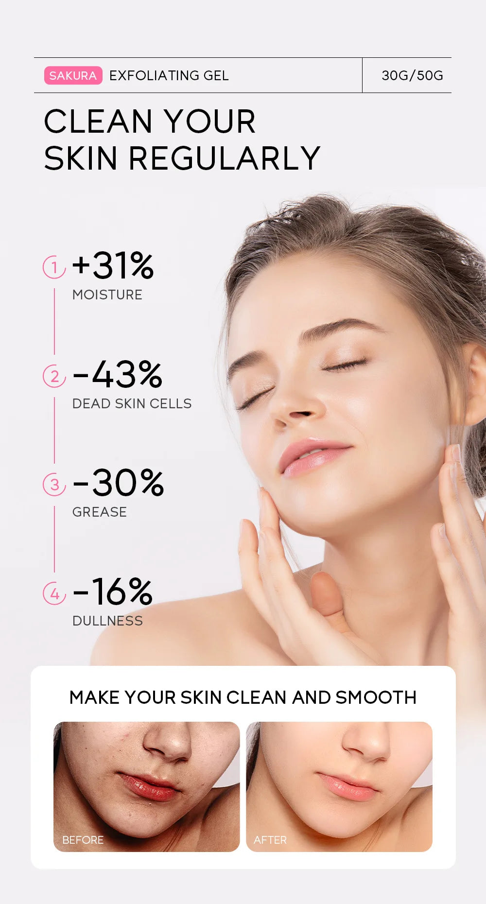 Sakura Gentle Exfoliating Peeling Gel Facial Scrub Moisturizing Nourishing Repair Scrubs Face Cream Beauty Skin Care
