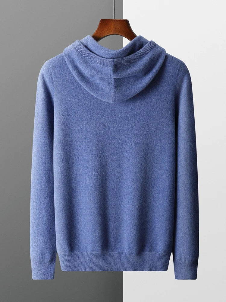 High Quality Men's Hoodies Spring Autumn Pullover Sweater Smart Casual 100% Merino Wool Knitwear Comfort Korean Popular Clothes