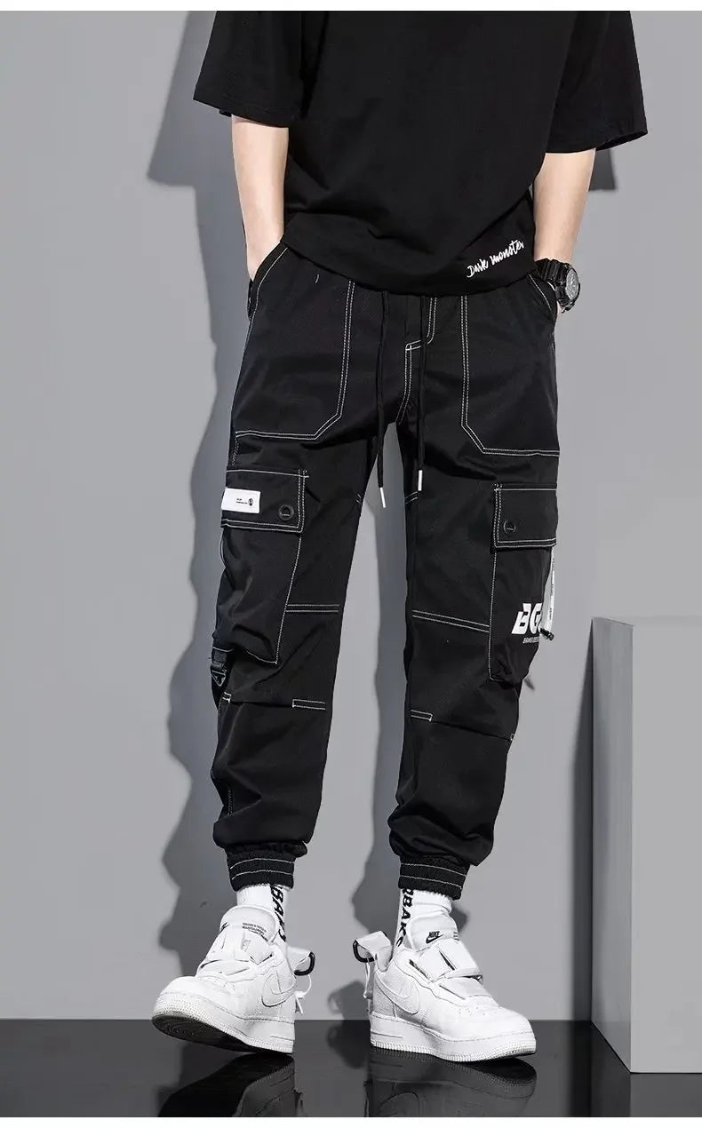 Spring Summer Korean Style Trendy Casual Men's Pants Loose Fit Work Trousers Versatile Pocket Long Leg Pants