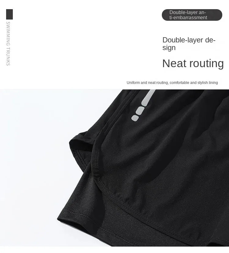 Men's Aloe Pants Athletic Shorts Two-Layer Swim Trunks: Quick-Drying, Stylish & Comfortably Fit for Beach, Pool & Hot Spring