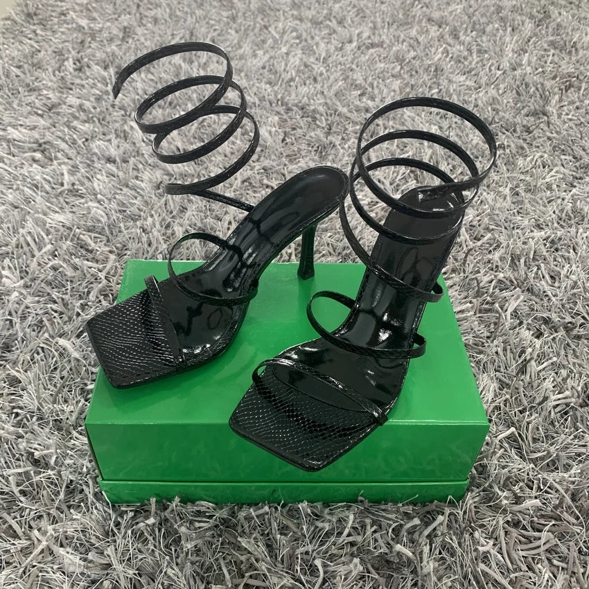 New Fashion Summer Women High Heels Sandals Thin Low Heel Narrow Band Rome Sandal Gladiator Ankle Cross Strap Sandal Shoes Woman