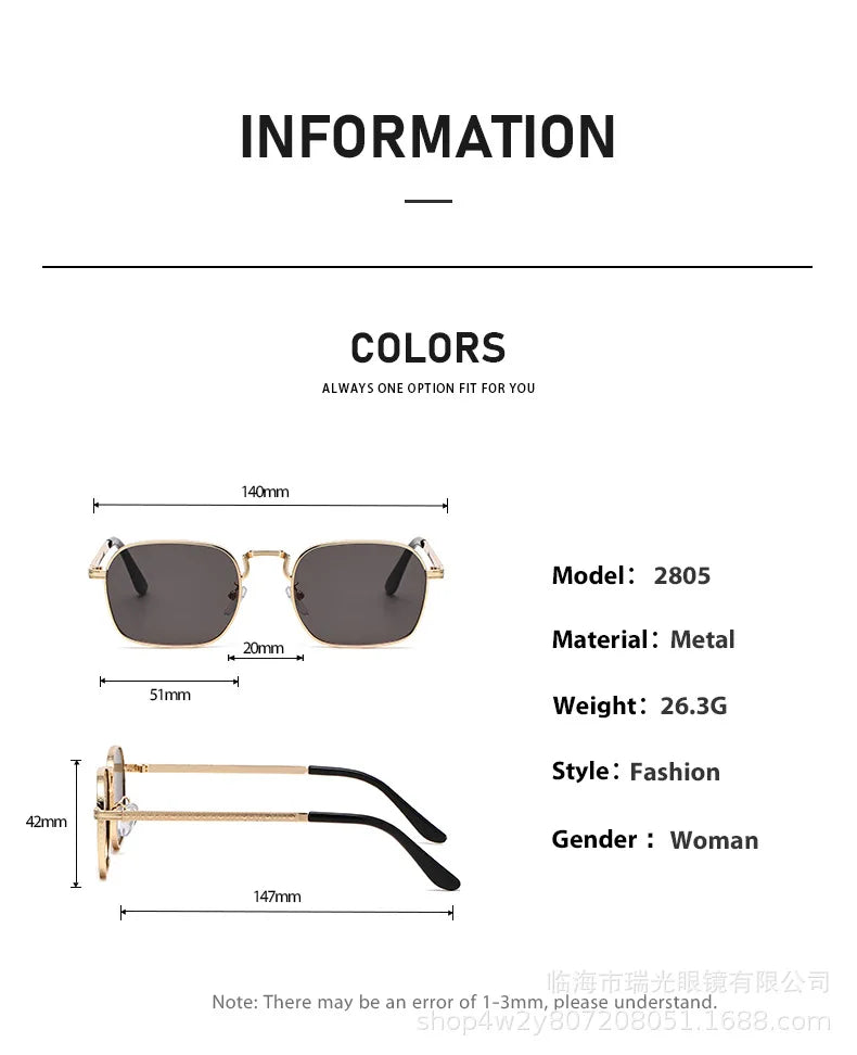 New Square Oval Metal Sunglasses Fashionable Retro Men Sunglasses Women Personalized Uv Resistant Eyeglass Luxury Design Uv400 