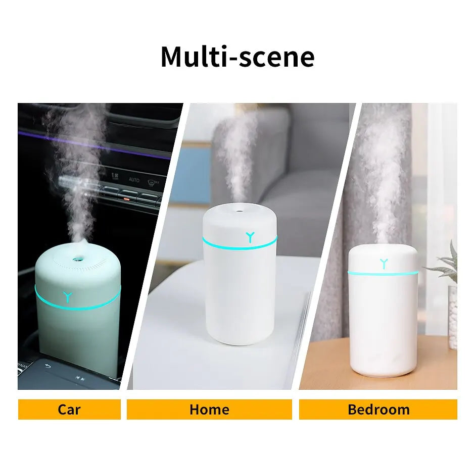 1 PCS Portable 390ml Air Humidifier Aromatherapy Humidificador For Home Car USB Sprayer With LED Color Night Lamp Purifier