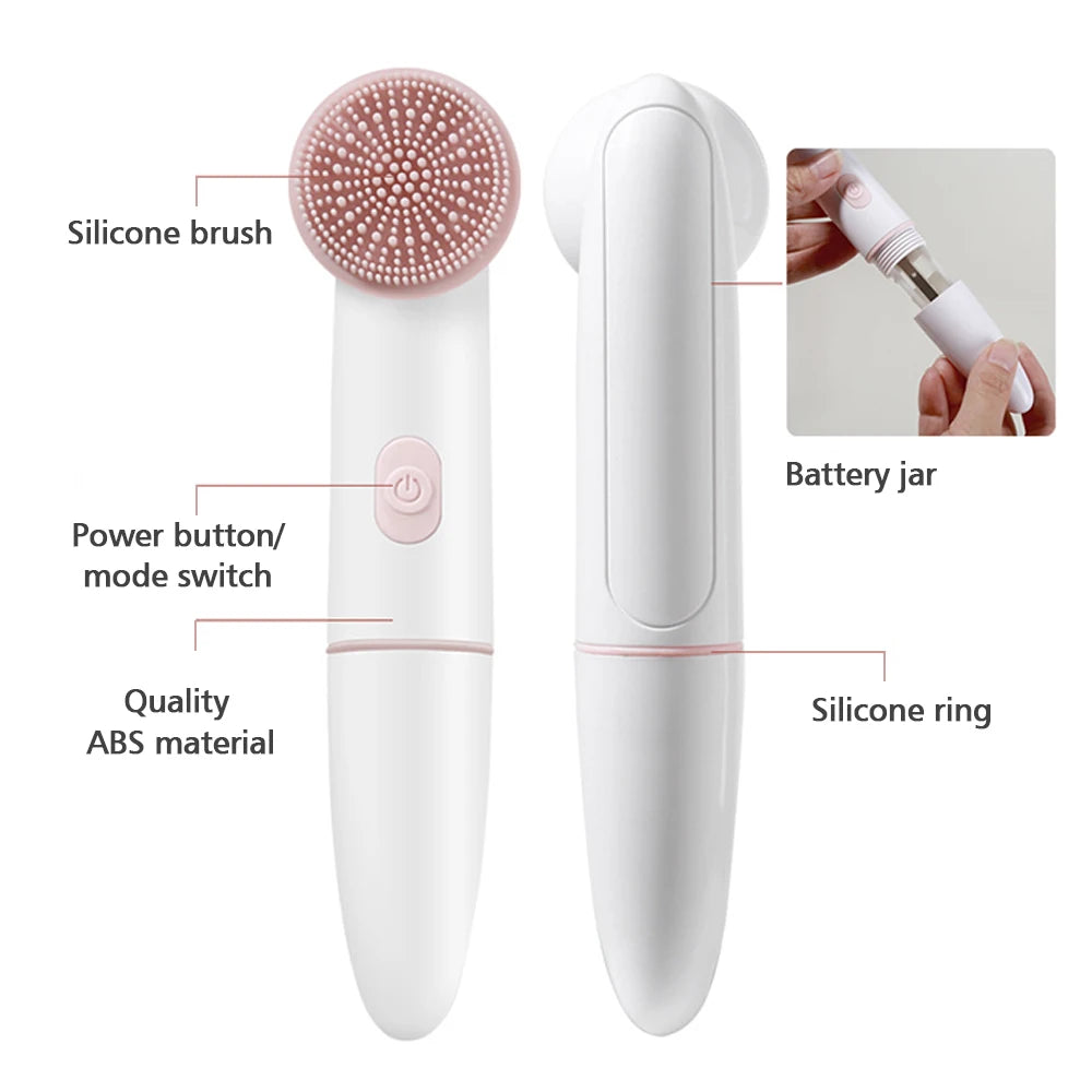 Electric Facial Cleansing Brush 2in1 Sonic Face Cleaning Device for Deep Cleaning IPX6 Waterproof Blackhead Removal Pore Cleaner