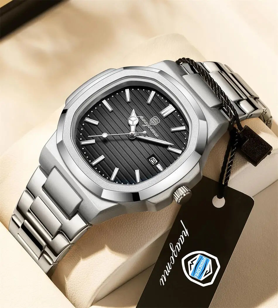 PAAZOMU Luxury Watch 2025 New Business Waterproof Male Clock Luminous Date Stainless Steel Square Quartz Men Watch reloj hombre