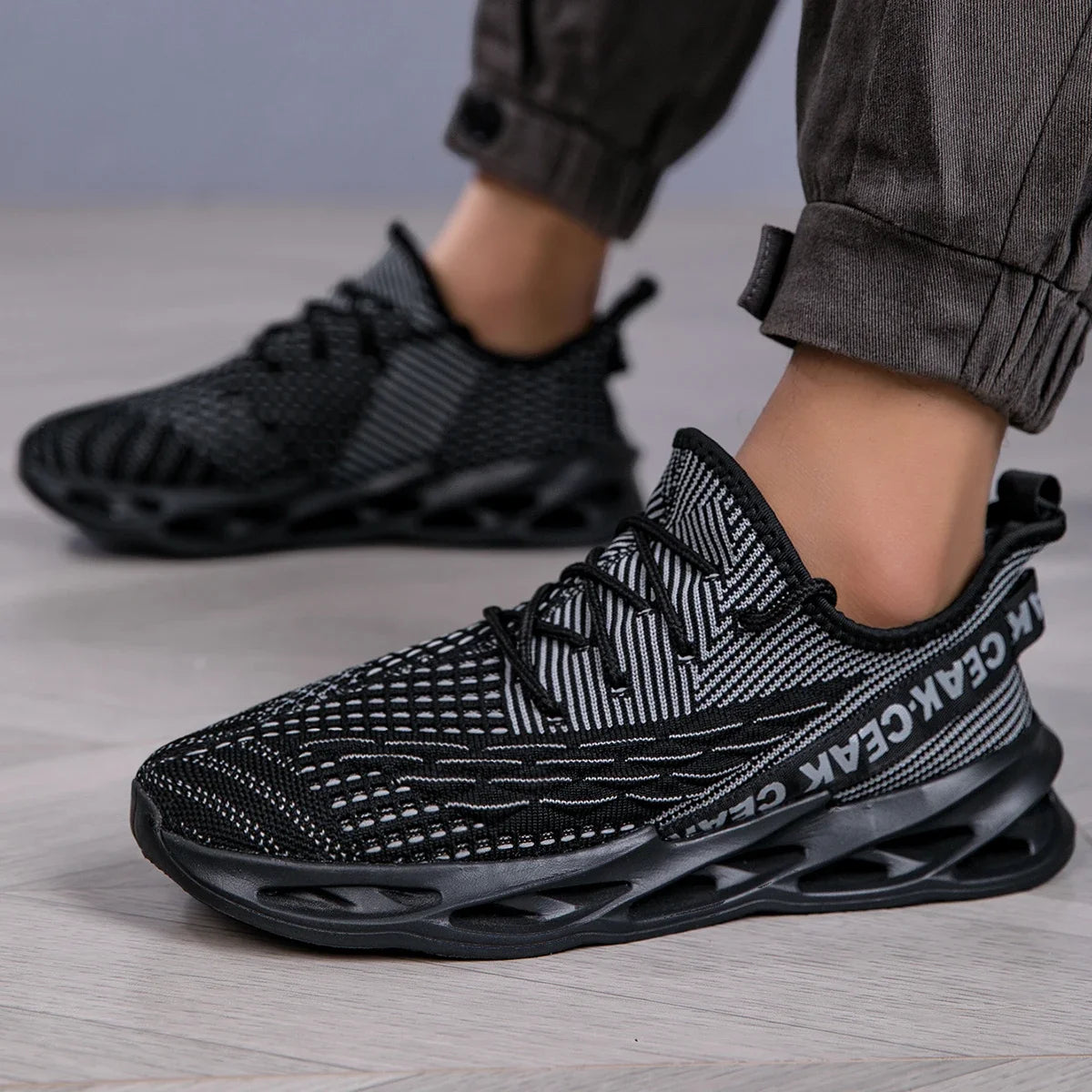 YRZL Sneakers Men Mesh Breathable Running Sport Shoes Man Light Soft Thick Sole Hole Mens Shoes Athletic Sneakers for Men