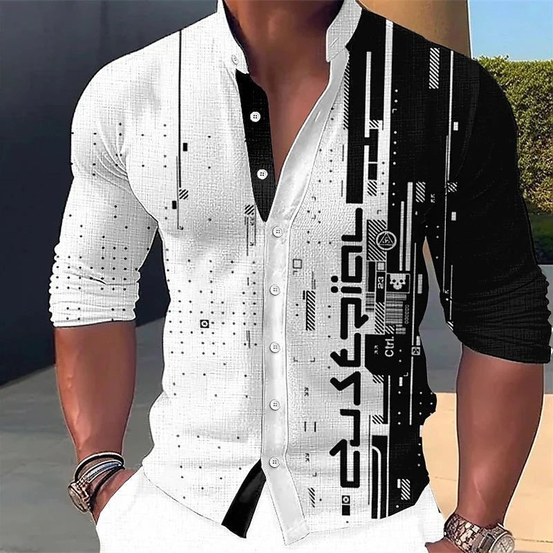Men's shirt tie shirt 3D printing pattern clothing daily shopping fashion leisure designer stands up to large size 6xl