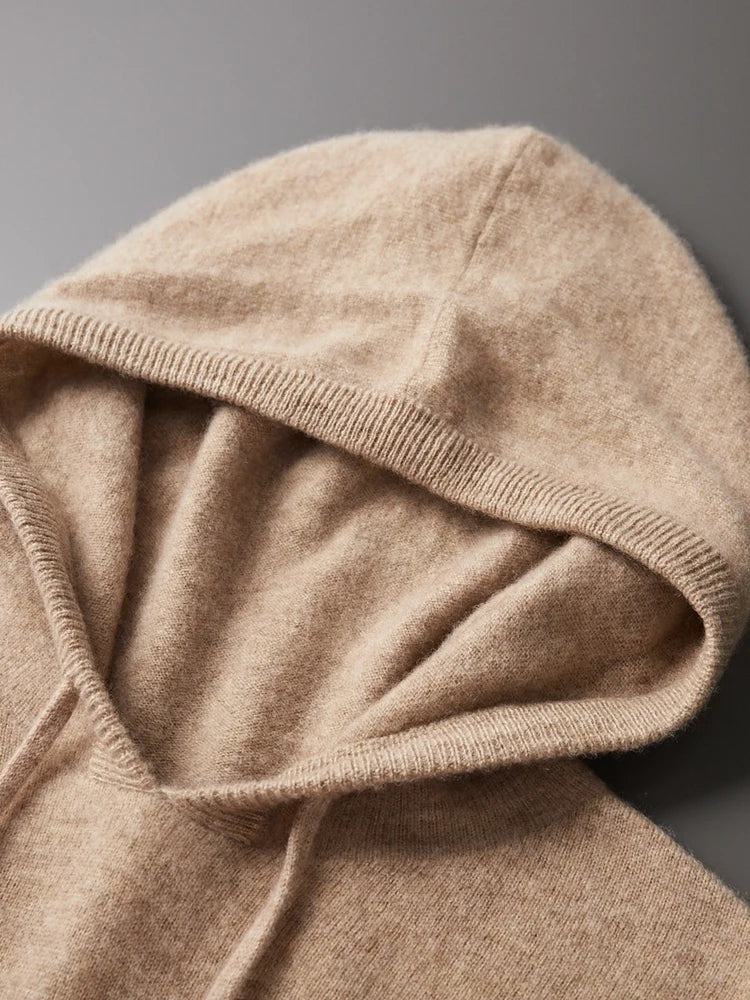 High Quality Men's Hoodies Spring Autumn Pullover Sweater Smart Casual 100% Merino Wool Knitwear Comfort Korean Popular Clothes