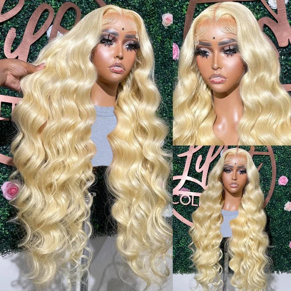 613 Curly Blonde Front Human Hair Body wave 13x4 HD Transparent Lace Frontal Wig 13x6 Brazilian Hair For Black Women