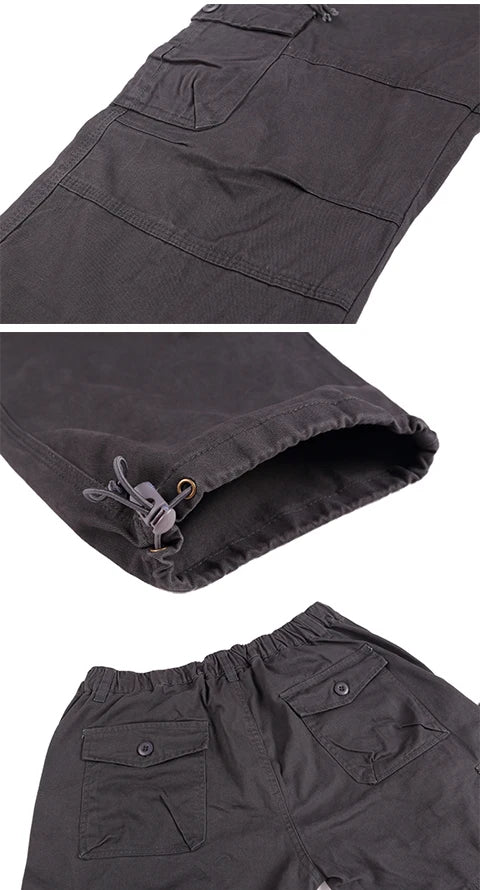 2025 Cargo Pants Men 100% Cotton Multiple Pockets Elastic Waist Casual Trousers Outdoor Hiking Climbing Mountains Men's Pants