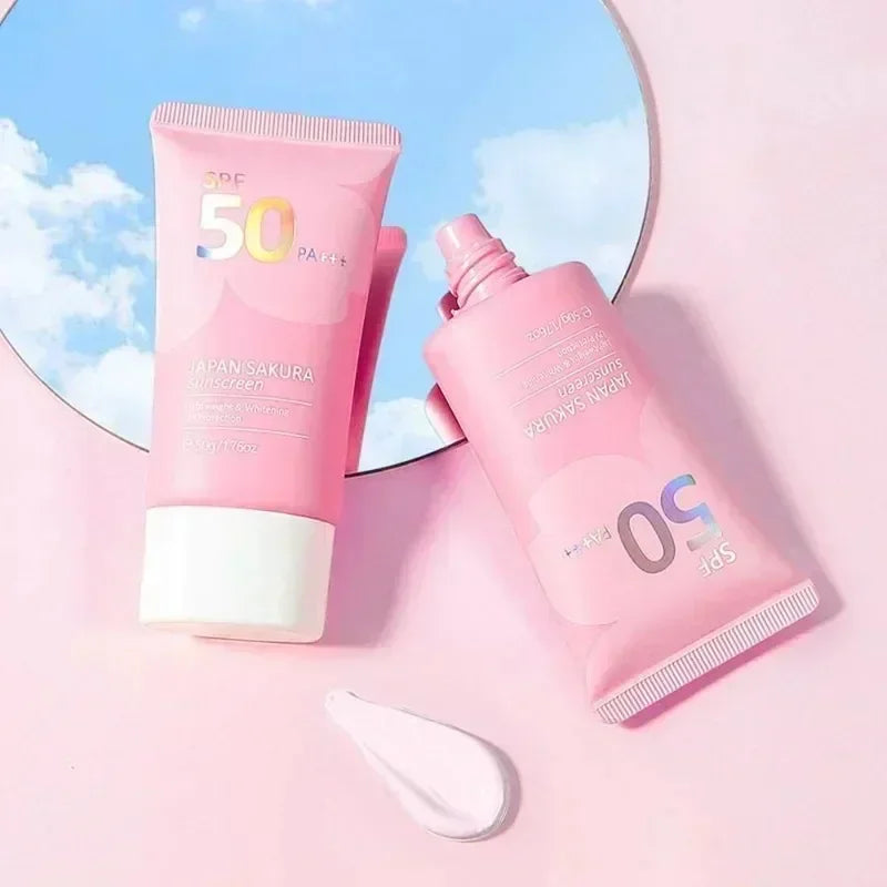 LAIKOU SPF 50 PA+++ Sakura Sunscreen For Face Body Neck Solar Blocker Long-Lasting Sun Block Facial Sunscreen Sun Cream 50g