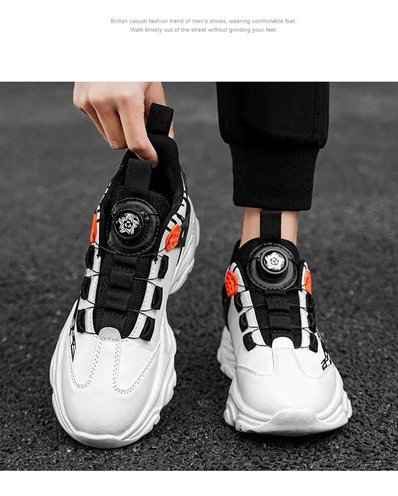 Swivel Buckle Mens Sneakers Spring New Light Adult Sport Shoes Casual Breathable Running Trainers Versatile Daddy Shoes