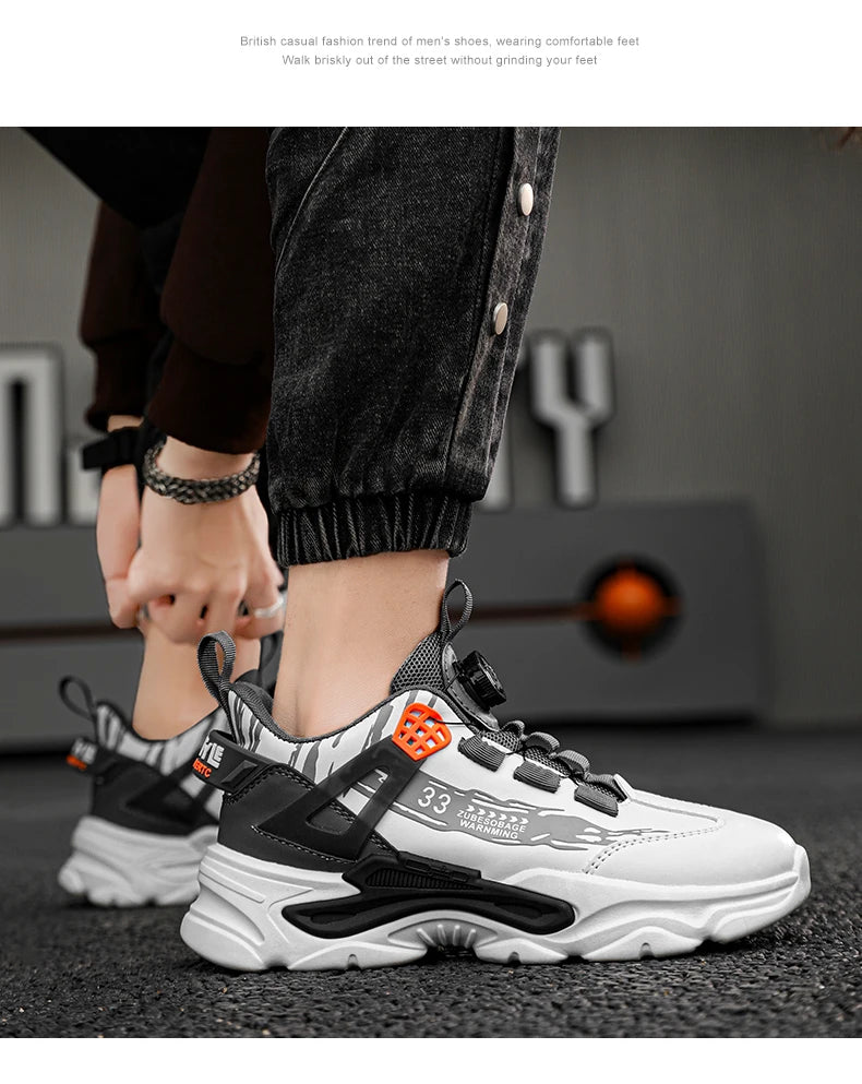Swivel Buckle Mens Sneakers Spring New Light Adult Sport Shoes Casual Breathable Running Trainers Versatile Daddy Shoes
