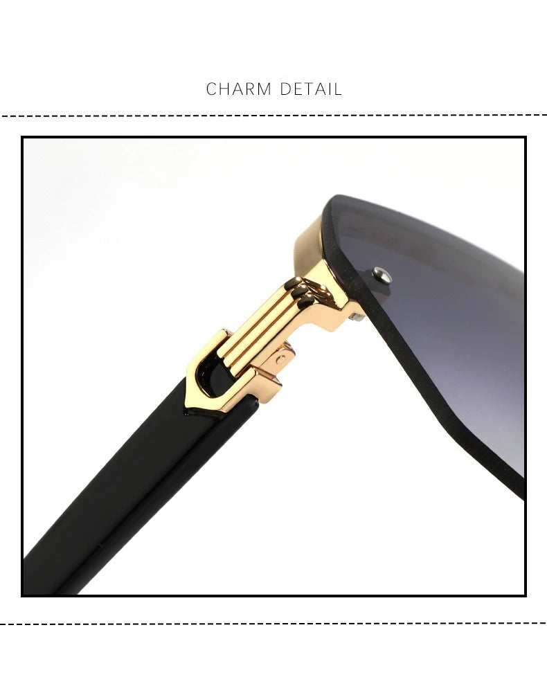 Oversize Retro Double Bridges Polygon Square Metal Men Sunglasses Fashion Gradient Shades UV400 Trending Women Sun Glasses