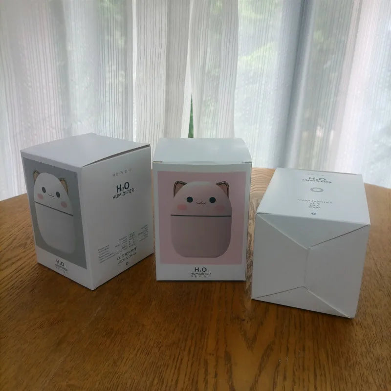 Hot Sale 250ml Cute Cat Air Humidifier Diffuser USB Mist Maker Mini Humidificador with Night Light
