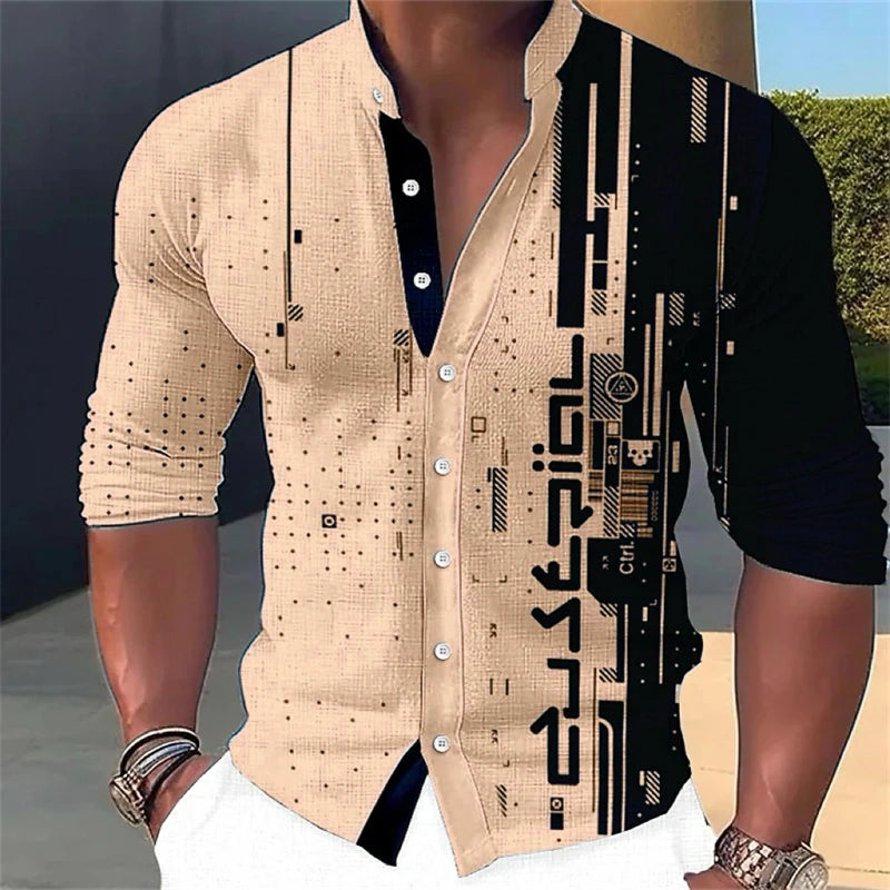Men's shirt tie shirt 3D printing pattern clothing daily shopping fashion leisure designer stands up to large size 6xl