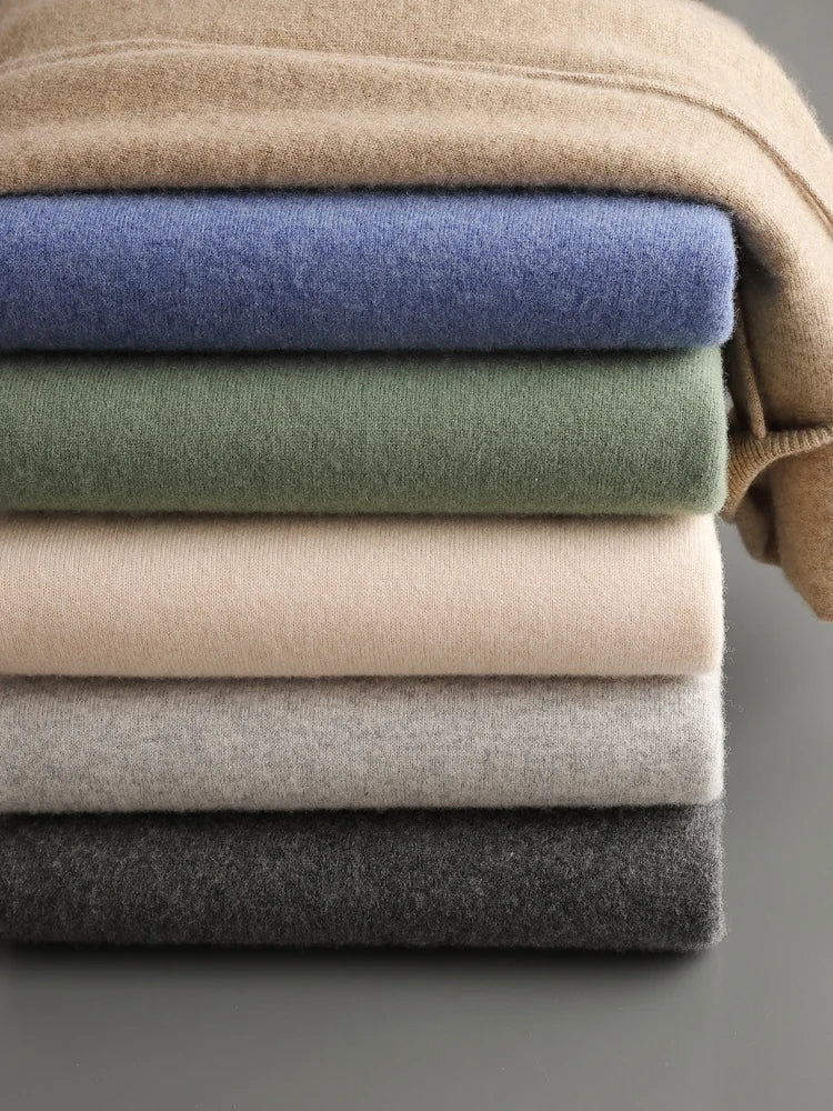 High Quality Men's Hoodies Spring Autumn Pullover Sweater Smart Casual 100% Merino Wool Knitwear Comfort Korean Popular Clothes