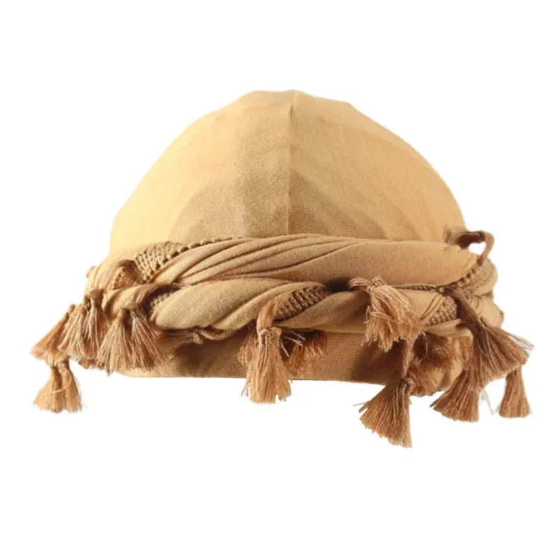 Men Hat Punk Burr Trim Twisted Tail Fringe Cotton Bandana Hat Hop Turban Hats Head Wrap Beanie Cap Solid Color Docker Hat 2024
