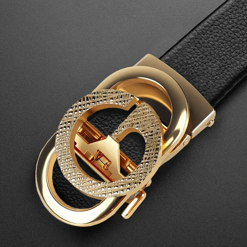 Fashion Business Men'S Belt Genuine Luxury Brand Metal Buckle Belt High-Quality PU Leather Soft Belt With Cargo Pants Jeans