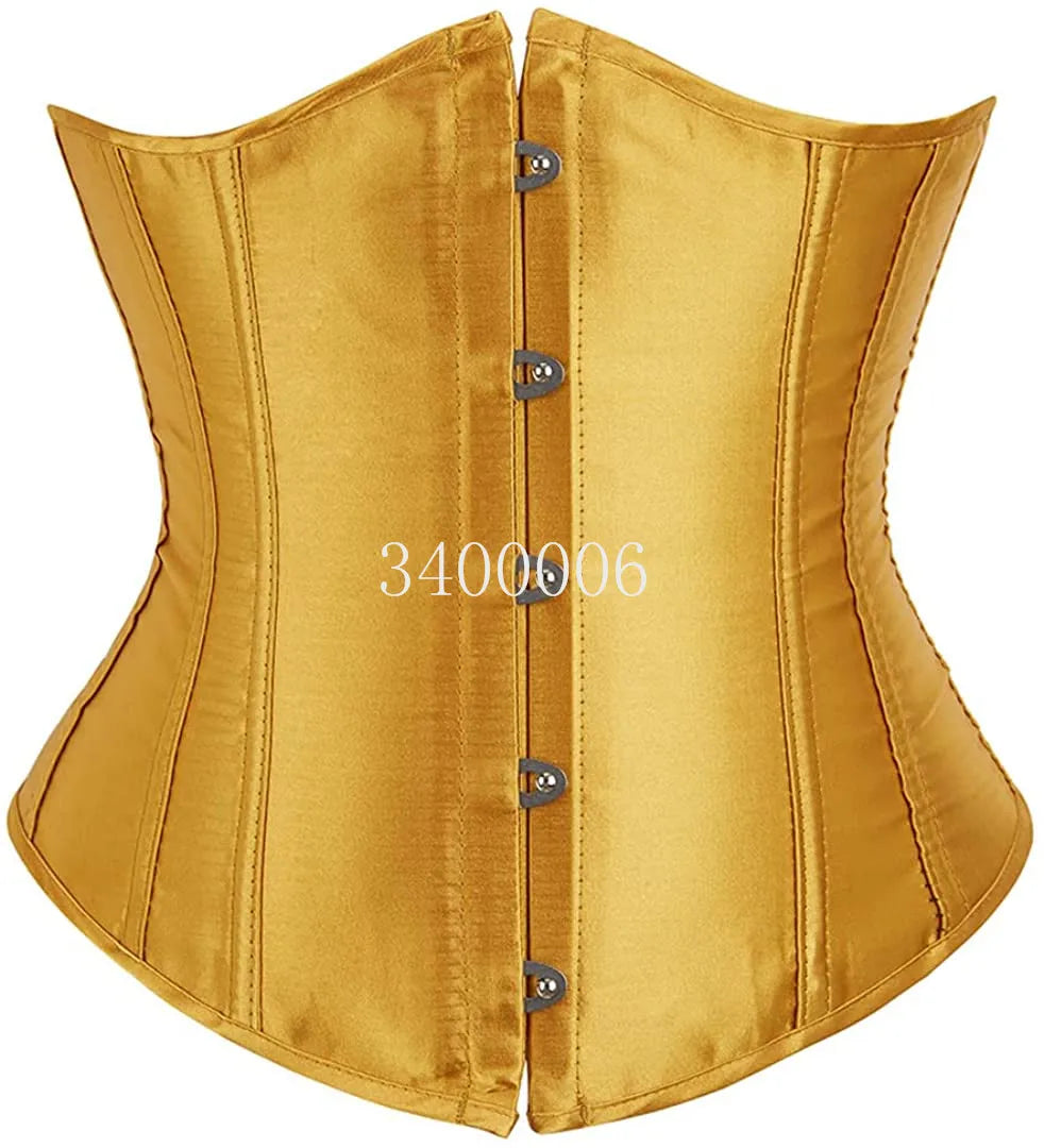 Black Corset Underbust Plus Size Sexy Women With Lacet Bodyshaper Costumes Cincher Ladies Burlesque Corselet Red Green Blue Pink