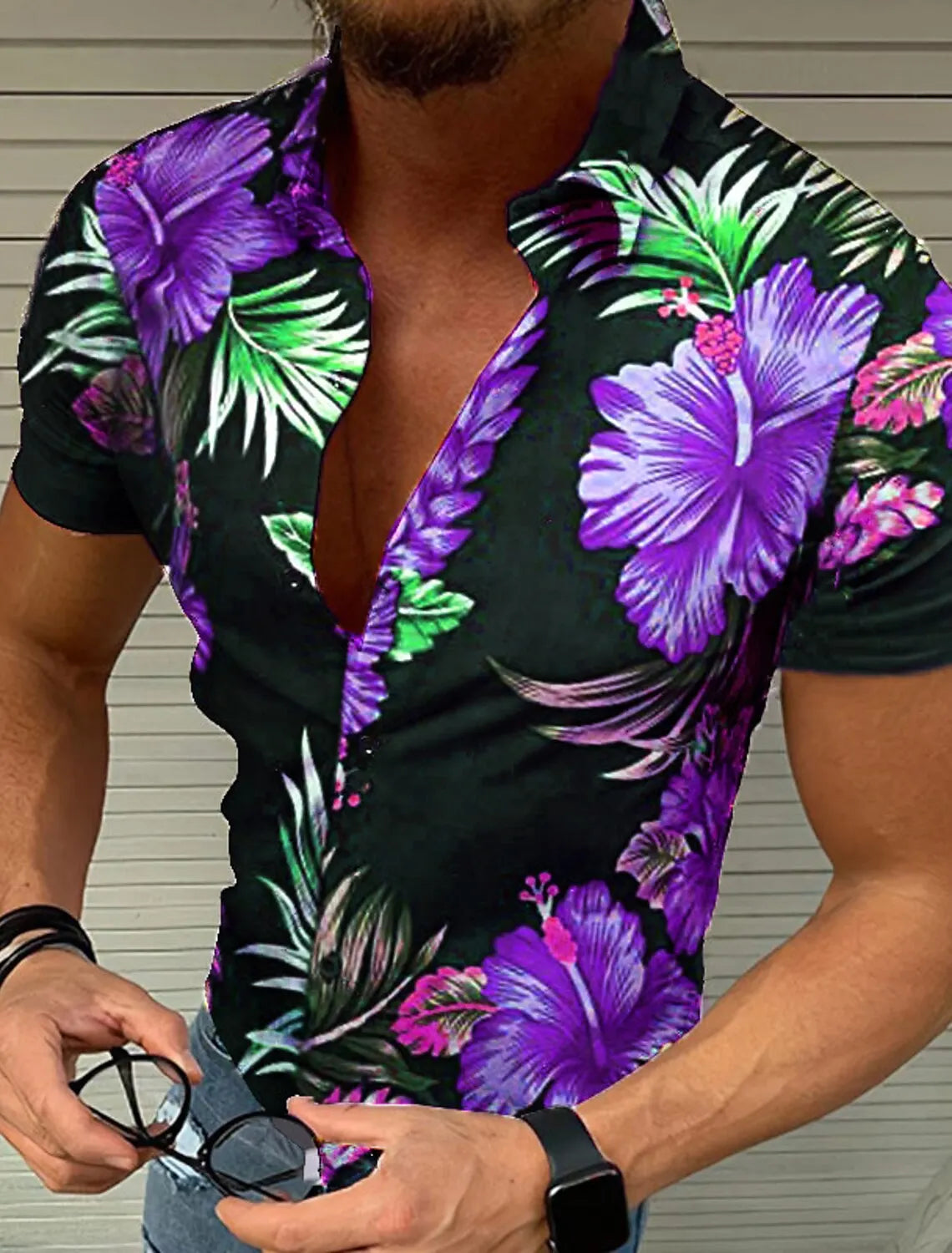 Men's Shirt Button Summer Floral Shirts for Men Street 3d Print Plus Size Hawaiian Beach Breathable Short Sleeve