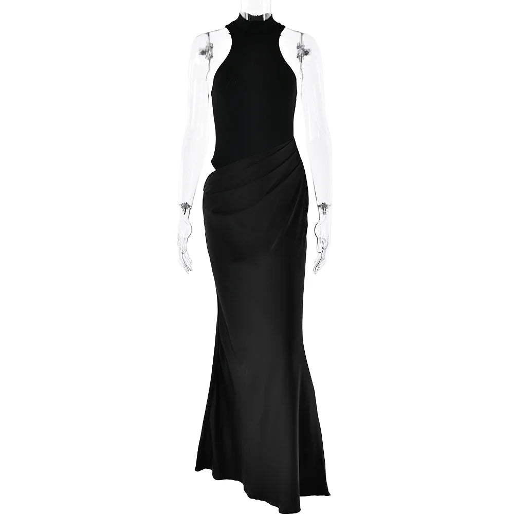 Mozision Women Sexy Party Club Evening Bodycon Sleeveless Long Dress Backless Soild Color Elegant Summer Dress