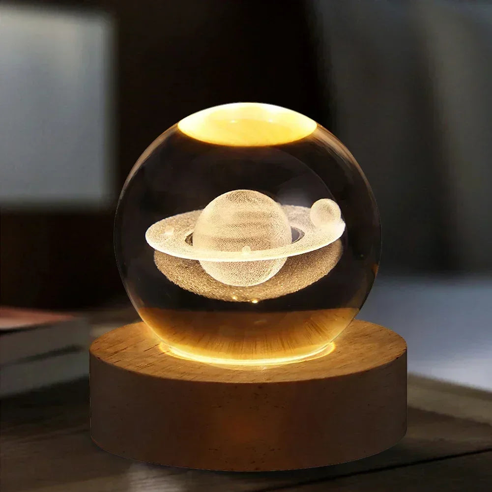 6CM 3D Crystal Ball Lamp With Galaxy And Planetary Projection USB Night Light For Bedroom Decor Plasma Ball Gift