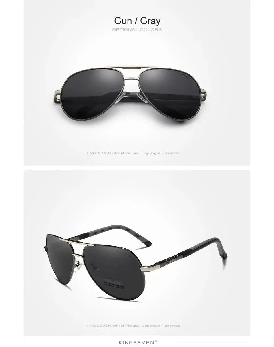KINGSEVEN Brand Classic Pilot Men Sunglasses Polarized UV400 Lens Luxury Retro Driving Glasses Women Large Frame Causal Eyewear