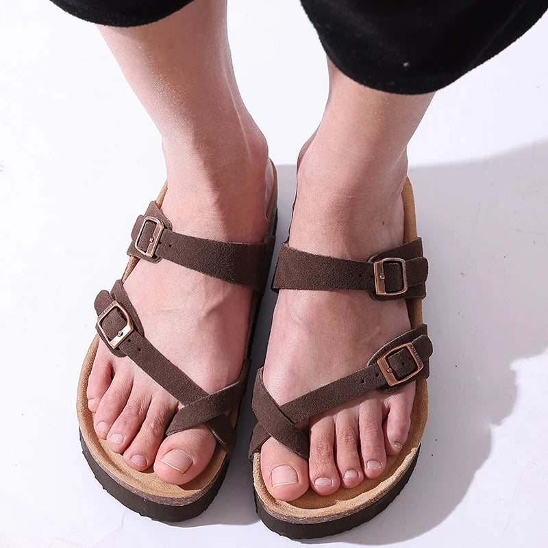 Litfun Fashion Clogs Sandals For Men Woen Summer Cork Footbed Outdoor Beach Slippers Orthopetic Mules Sandal With Arch Support