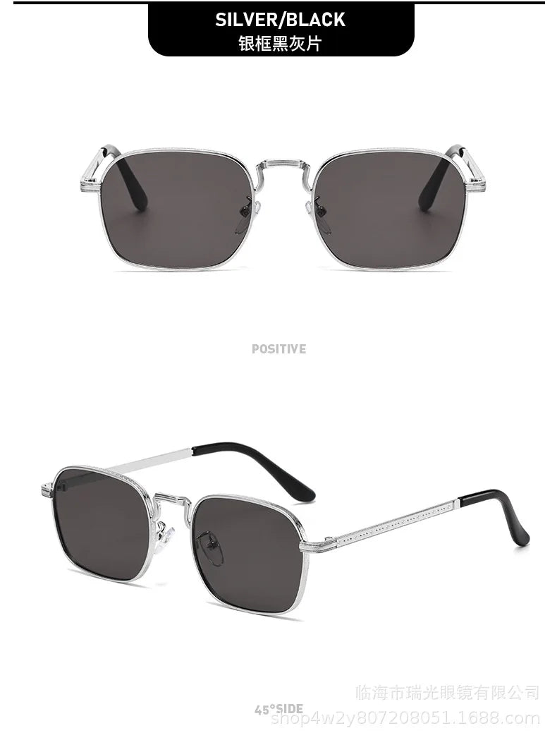 New Square Oval Metal Sunglasses Fashionable Retro Men Sunglasses Women Personalized Uv Resistant Eyeglass Luxury Design Uv400 