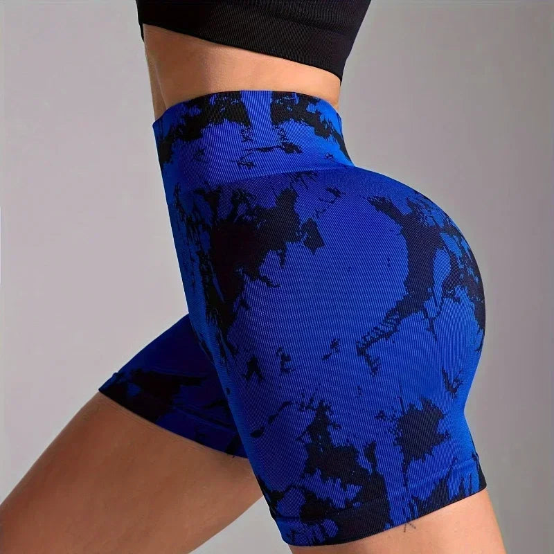 High-Waist Tie-Dye Yoga Shorts for Women-Seamless,Stretchy Activewear Womens Shorts Biker Shorts Sexy Girl Y2k Shorts Gym Shorts