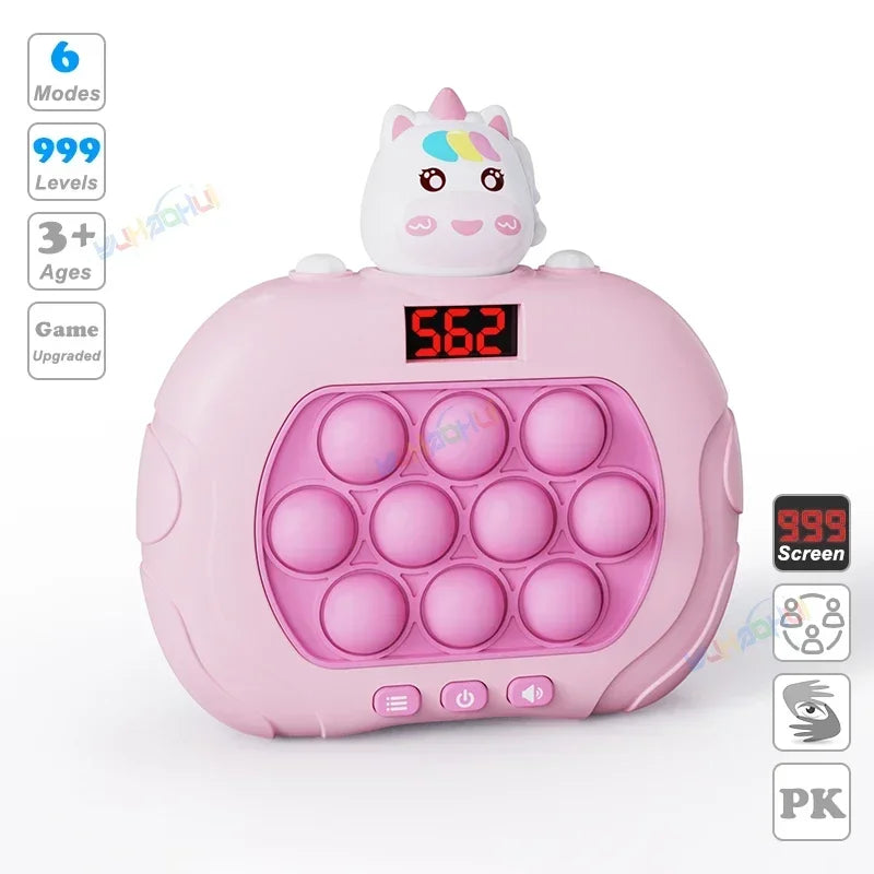 999 Level Electronic Pop Quick Push Bubbles Game Machine Kids Cartoon Fun Squeezing Toys Anti Stress Sensory Bubble Toy Gifts