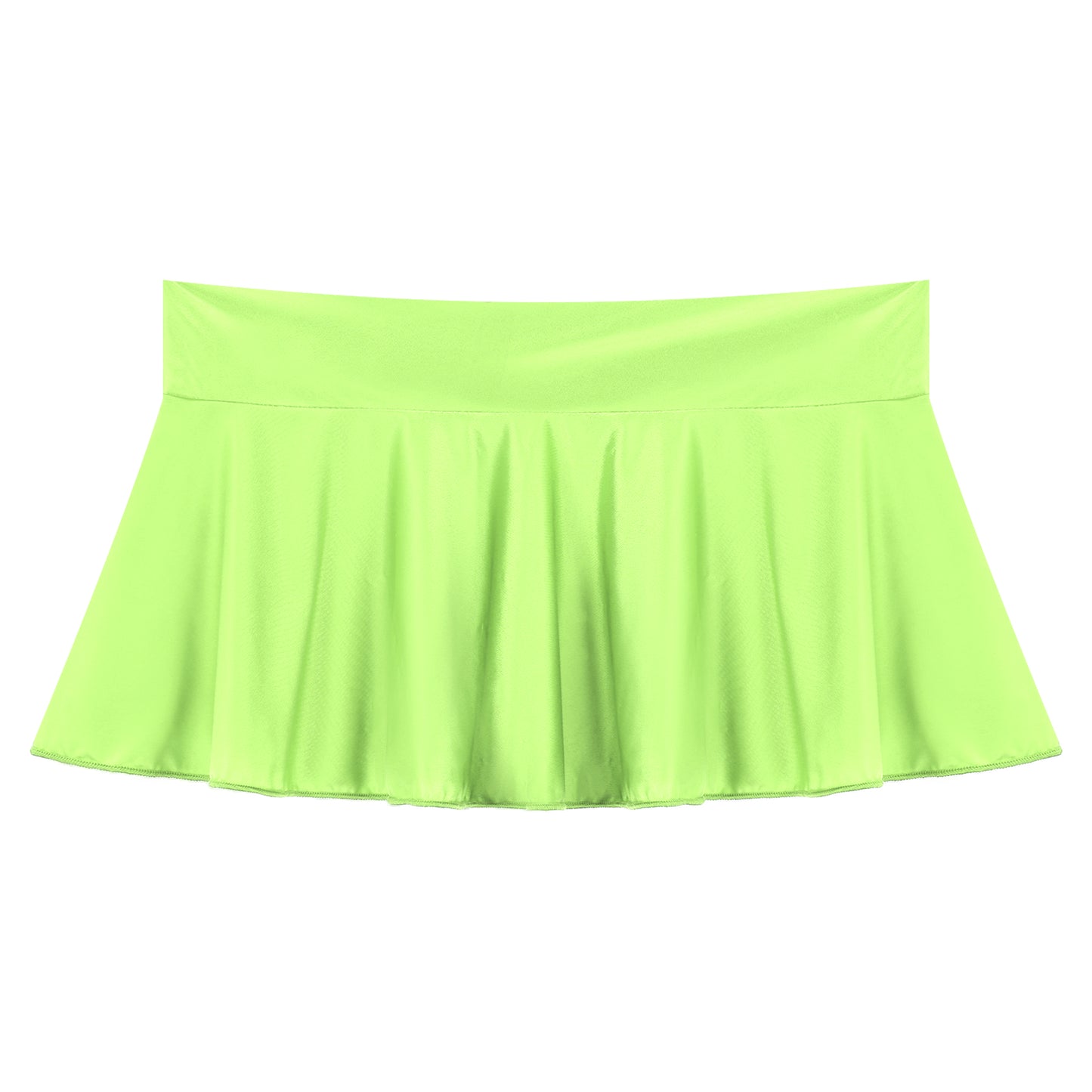 Womens Glossy Mini Skirts Solid Color Shiny Low Rise Elastic Waistband Pool Party Nightclub Ruffled Skirt Bikini Cover Ups