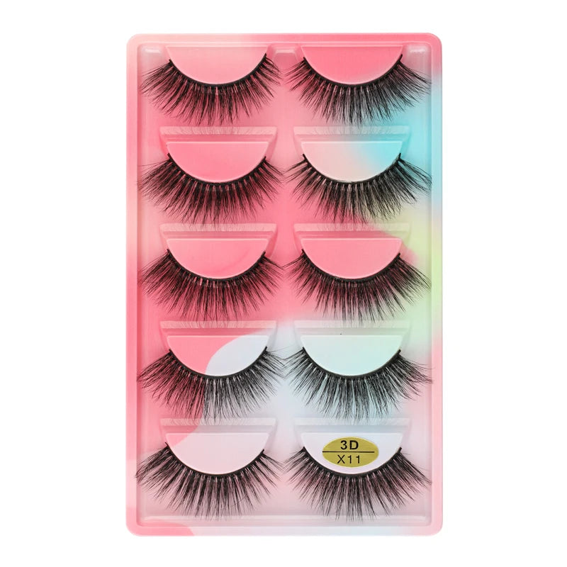 3/5 Pairs Fake Lashes Natural Long False Eyelashes Extension Fluffy 3D Mink Lashes Wispy Strip Eyelashes Makeup Tools maquillaje