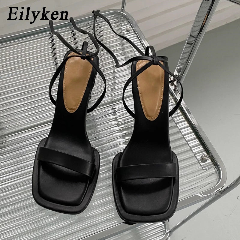 Eilyken 2025 Summer New Brand Ankle Strap Sandal Women Thin High Heel Lace-Up Dress Pumps Shoes Outdoor Gladiator Sandals