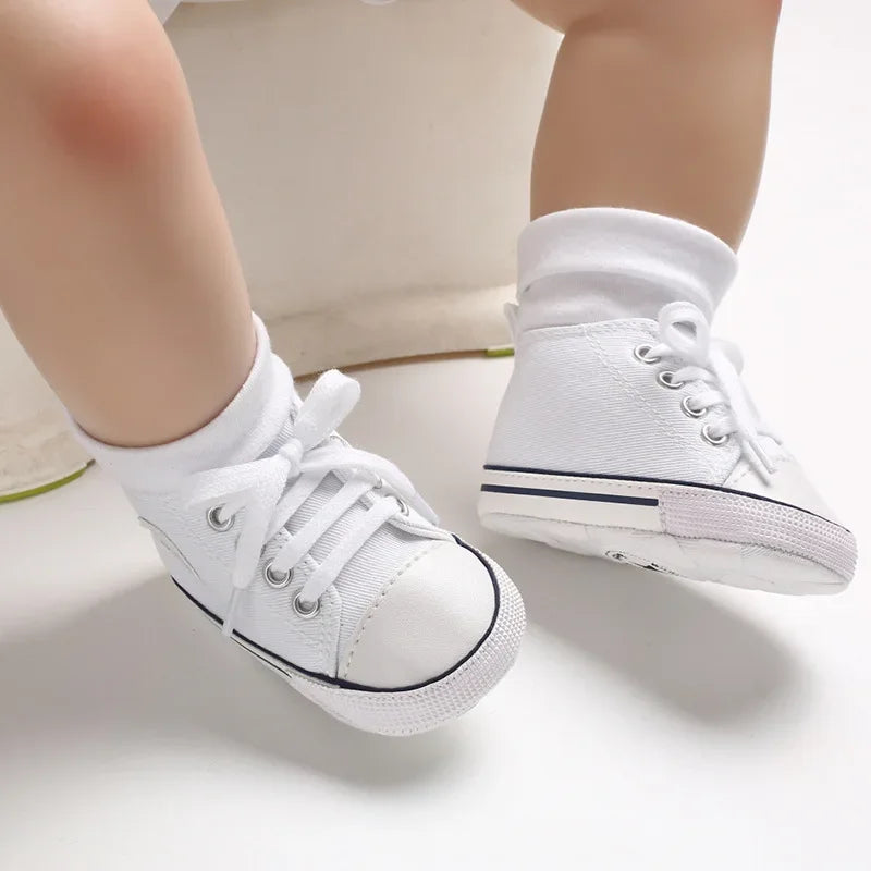 New Baby Canvas Sneaker For Newborn Sport Shoes For Baby Boys Girls Infant Toddler Soft Bottom Anti-slip First Walkers 0-18 M